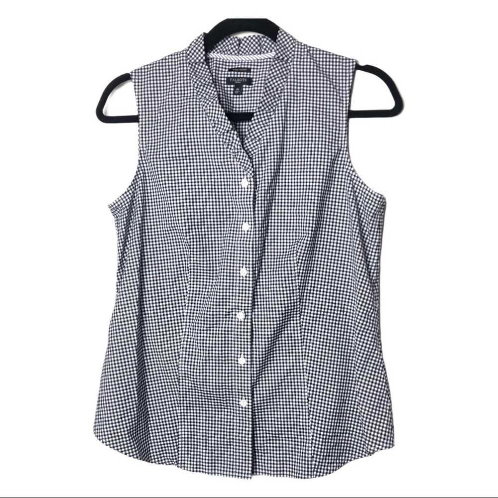 Talbots Petite Gingham Sleeveless Button Front - Picture 2 of 9